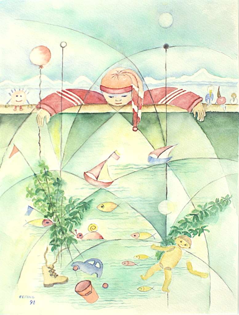 Lotte Hering, Wassermann II, Aquarell auf Bütten 40 x 30 cm - Galerie Alte Schule