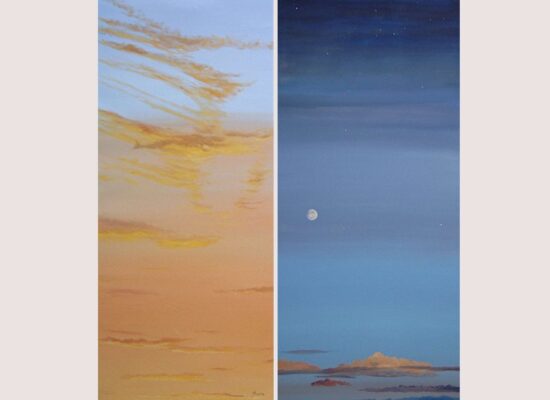 Diptychon: DEIPHOBOS II von Martin Eller, bestehend aus WVZ 1803 11050 "Le matin" und WVZ 1805 11050 "Le soir", Öl und Tempera auf Leinwand, 2 x 100 x 50 cm, aus 2011 - Galerie Alte Schule